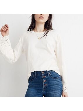Madewell Eyelet Embroidered Tier Sleeve Tee Size L